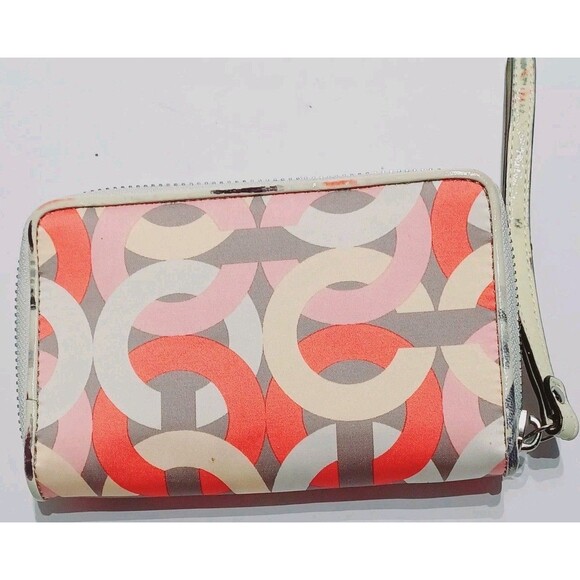 Coach Women's Poppy ikat Multicolor Zip Around Wallet Wristlet - Picture 2 of 12